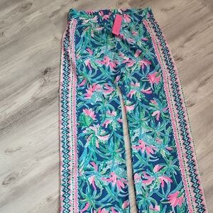 Lilly Pulitzer Pink and Blue Wide Leg Pants